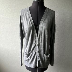 Halogen sweater gray cardigan size XS long sleeve button up preppy